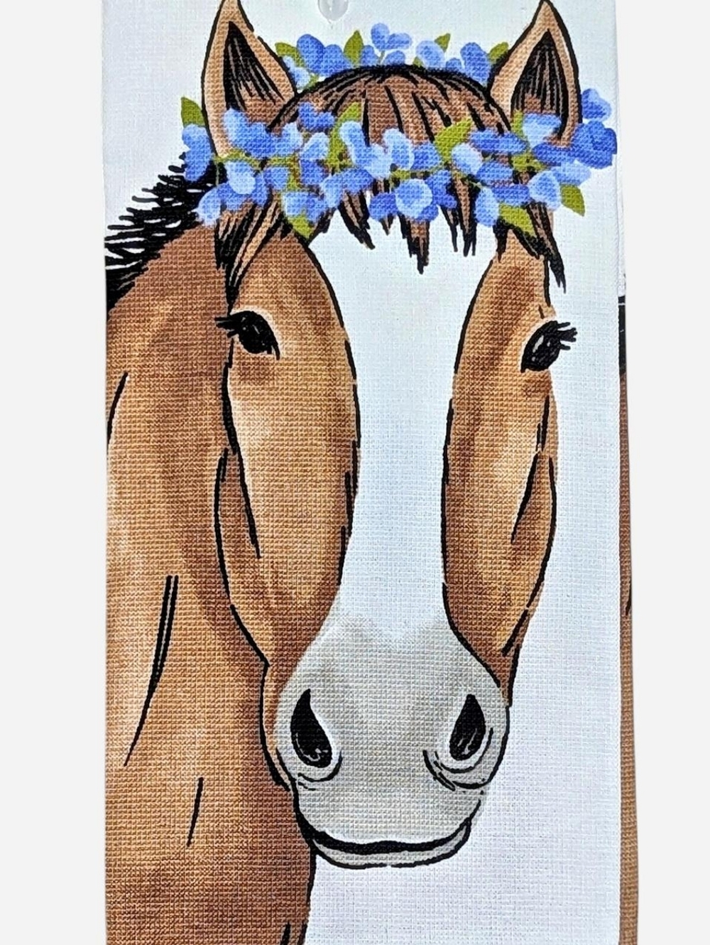 Ritz Horse Watercolor Flower Cotton Kitchen Hand Towel Modern Farm Cottage Decor
